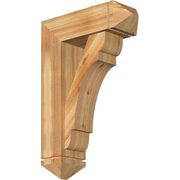 Ekena Millwork Olympic Arts and Crafts Rough Sawn Bracket w/ Offset Brace, Western Red Cedar, 8"W x 24"D x 36"H BKT0806X24X36OLY03RWR - main